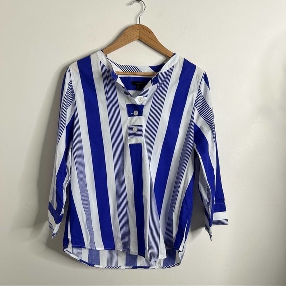 J. Crew Button-front cotton poplin tunic in stripe size S - Picture 3 of 8